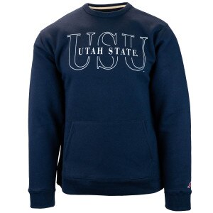 Utah state large print with pockets navy unisex crewneck sweatshirt